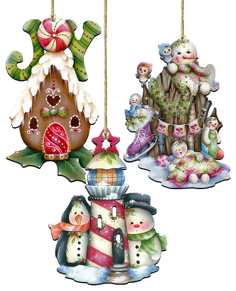 Costal Wooden Ornaments Set of 3