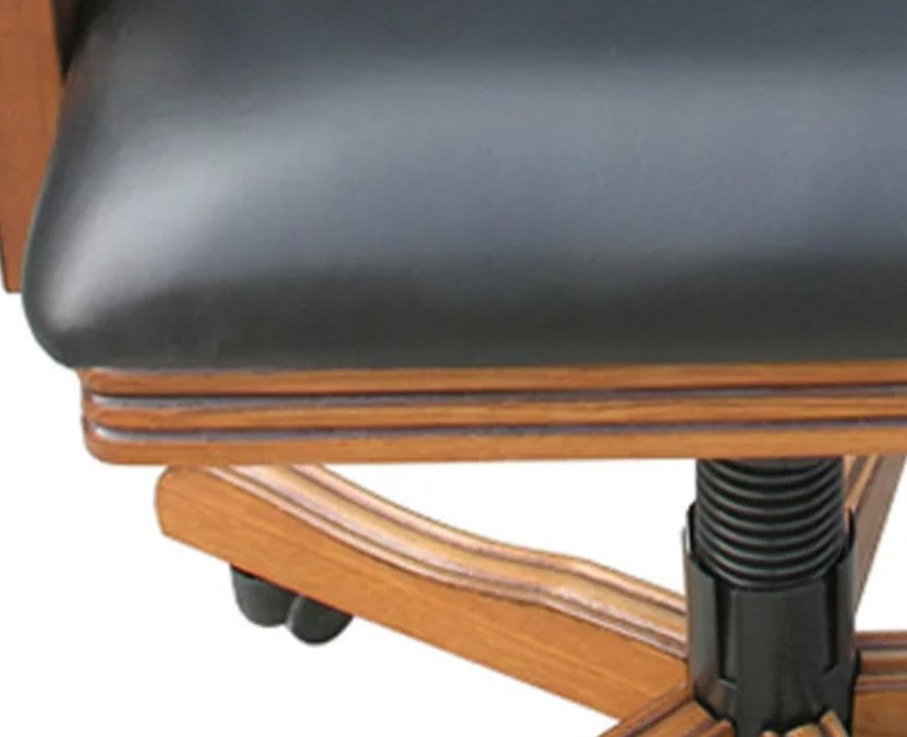 Set of 4 Office Chair, Hardwood Frame With Black Faux Leather Seat & Padded Back