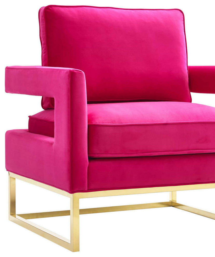 TOV Furniture Avery Pink Velvet Chair With Polished Gold Base