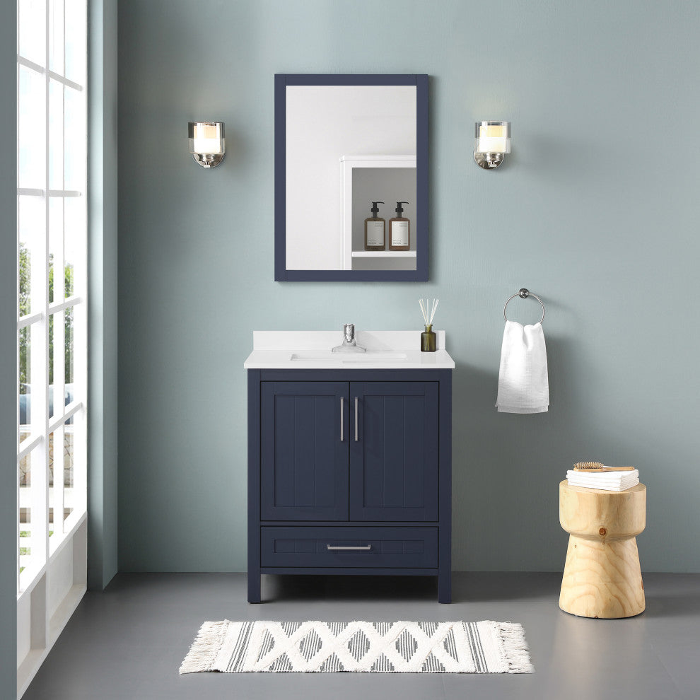 OVE Decors Kansas 18" Single Sink Vanity With Countertop, Midnight Blue, 30 in.