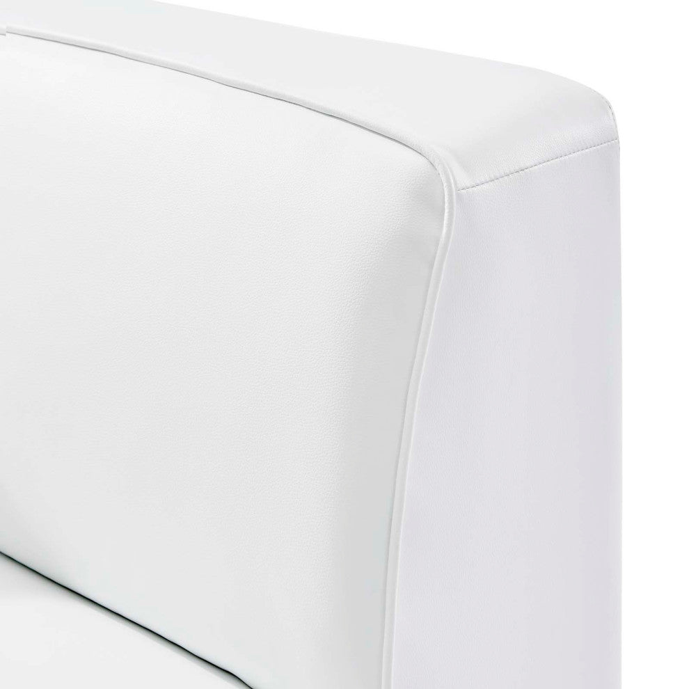 Sofa Corner Chair, Faux Vegan Leather, White, Modern, Living Lounge Hospitality