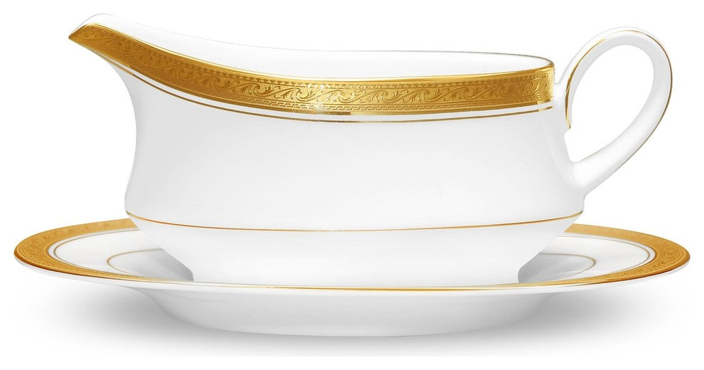 Noritake Crestwood Gold Gravyboat & Stand