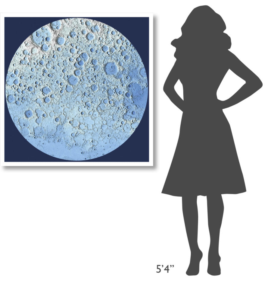 "Unmarked Decorative Topographic Map of the Moon, North Pole" Paper Art, 38"x38"