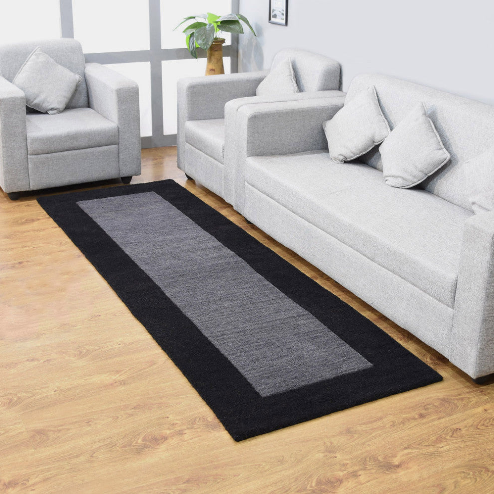 HAND TUFTED WOOL ECO-FRIENDLY AREA RUGS-Charcoal&Black Color,Contemporary