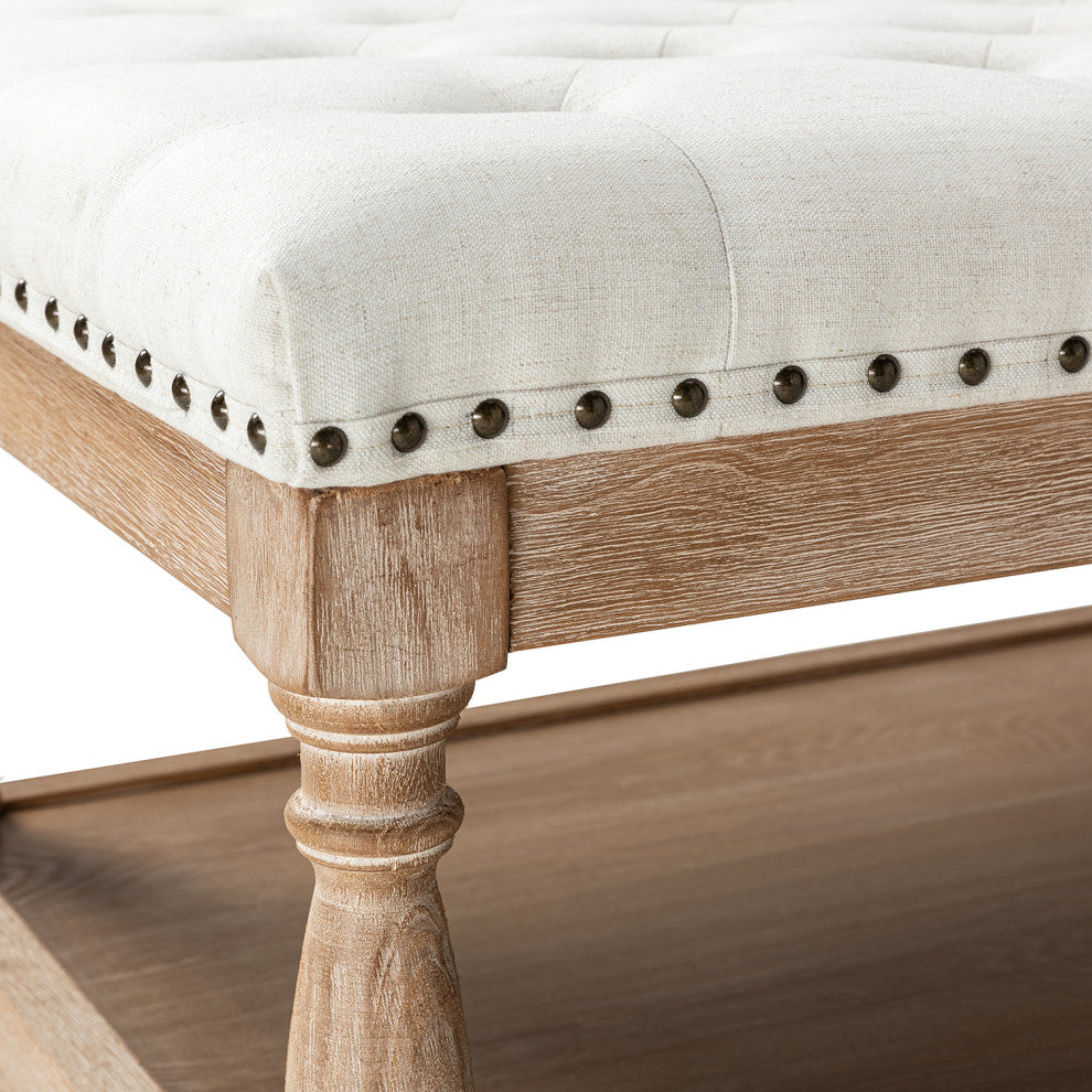 Jordan Upholstered Storage Ottoman, Ivory