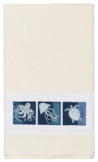 100% Turkish Cotton Ava Embellished Bath Towel, Cream