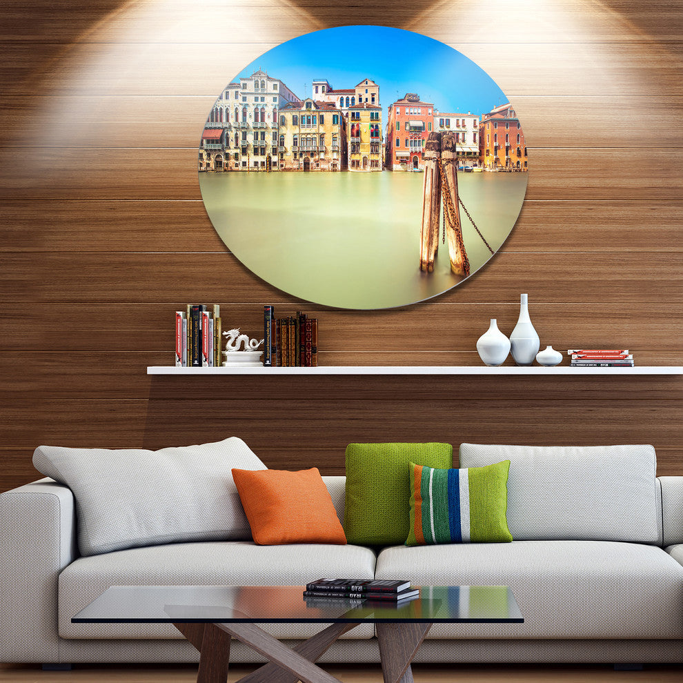 Traditional Buildings Of Venice, Landscape Round Metal Wall Art, 11"