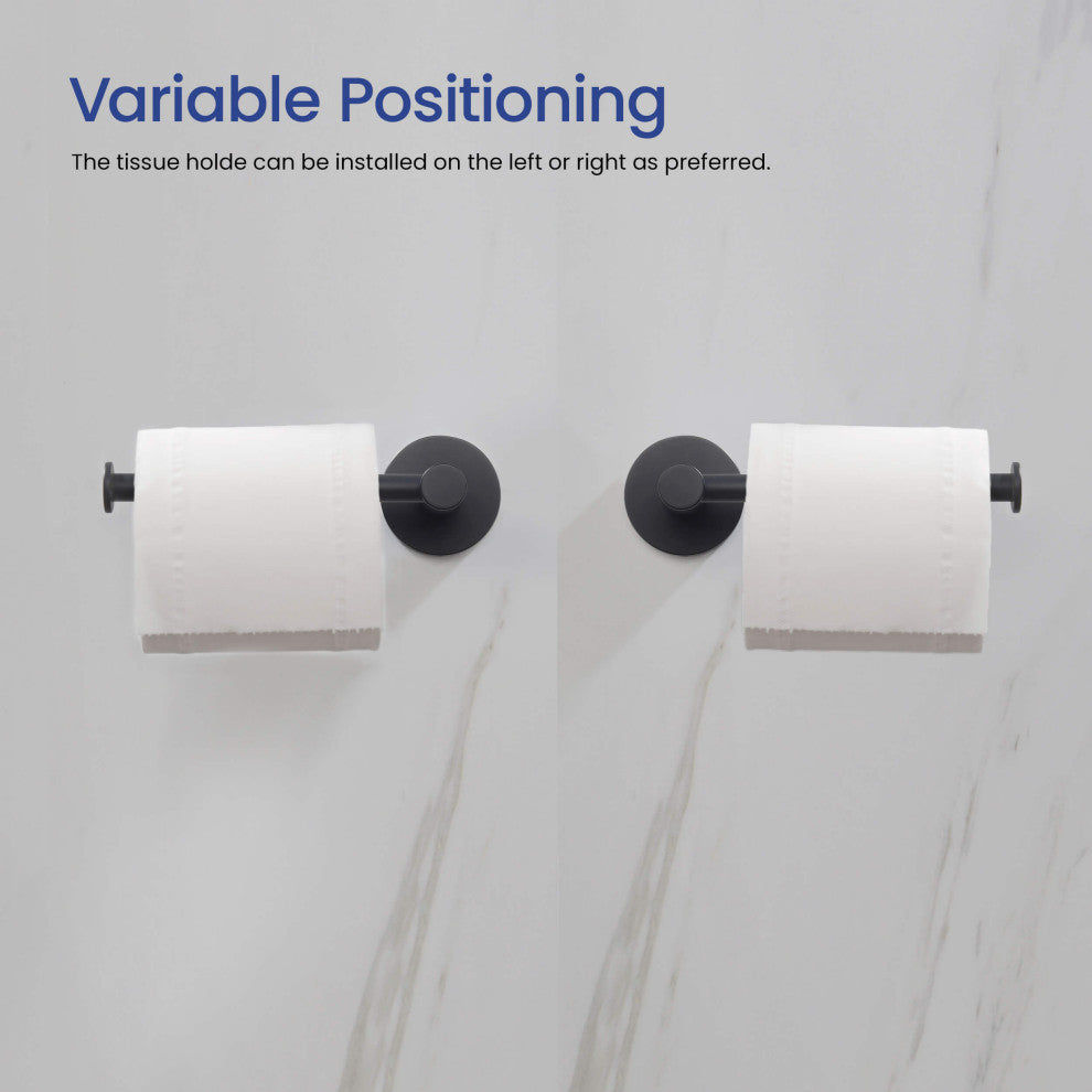 Circular 5-Piece Bathroom Hardware Set, Matte Black
