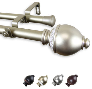 Anthea 1" Double Curtain Rod, Light Gold, 120-170"