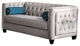Velvet-like Fabric Love Seat with Button Tufted Design, Gray