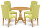 5 Pc Dining Set, Oak Round Table, 4 Limelight Chairs, High Back, Oak Finish