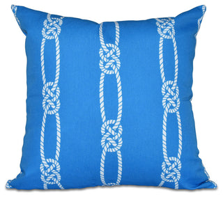 Tom Foolery, Stripe Print Outdoor Pillow, Blue, 18"x18"