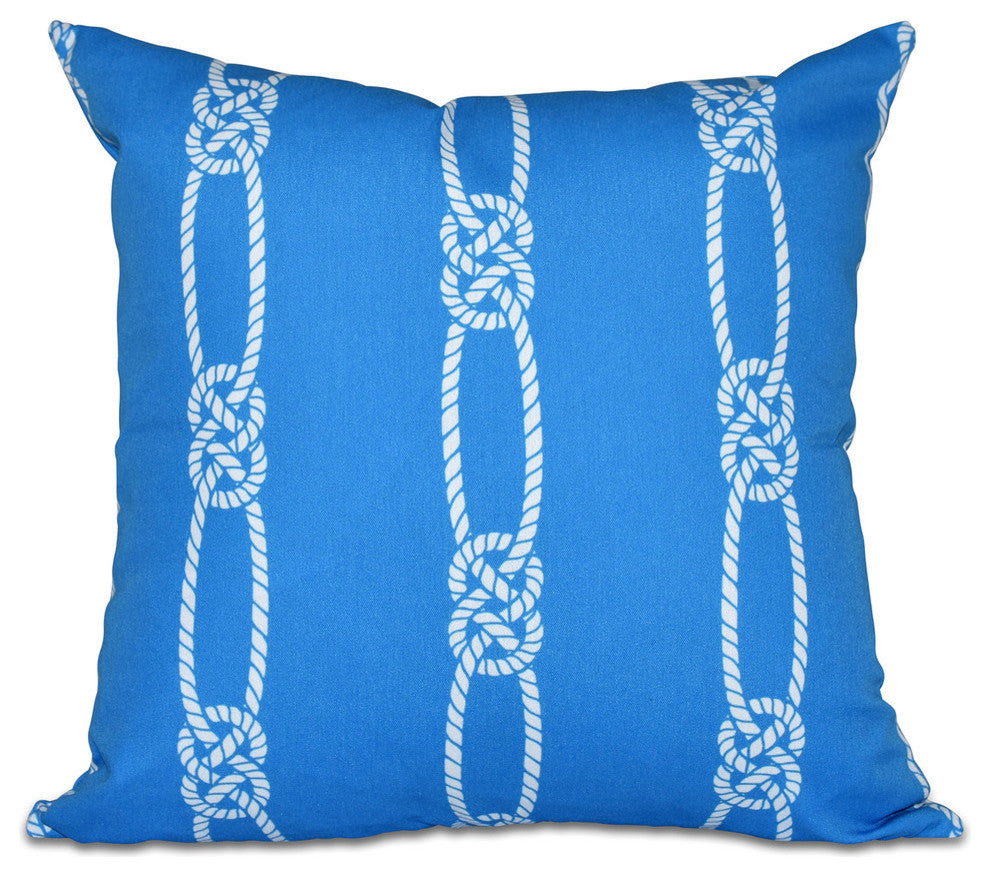 Tom Foolery, Stripe Print Outdoor Pillow, Blue, 18"x18"