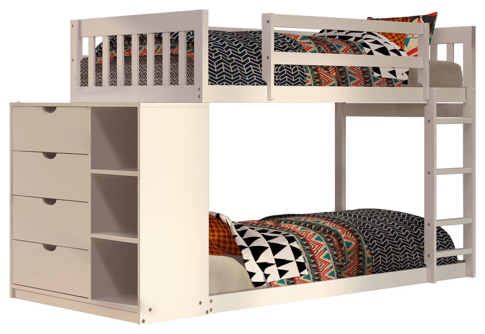 Donco Kids Chester Twin Over Twin Bunk Bed, White
