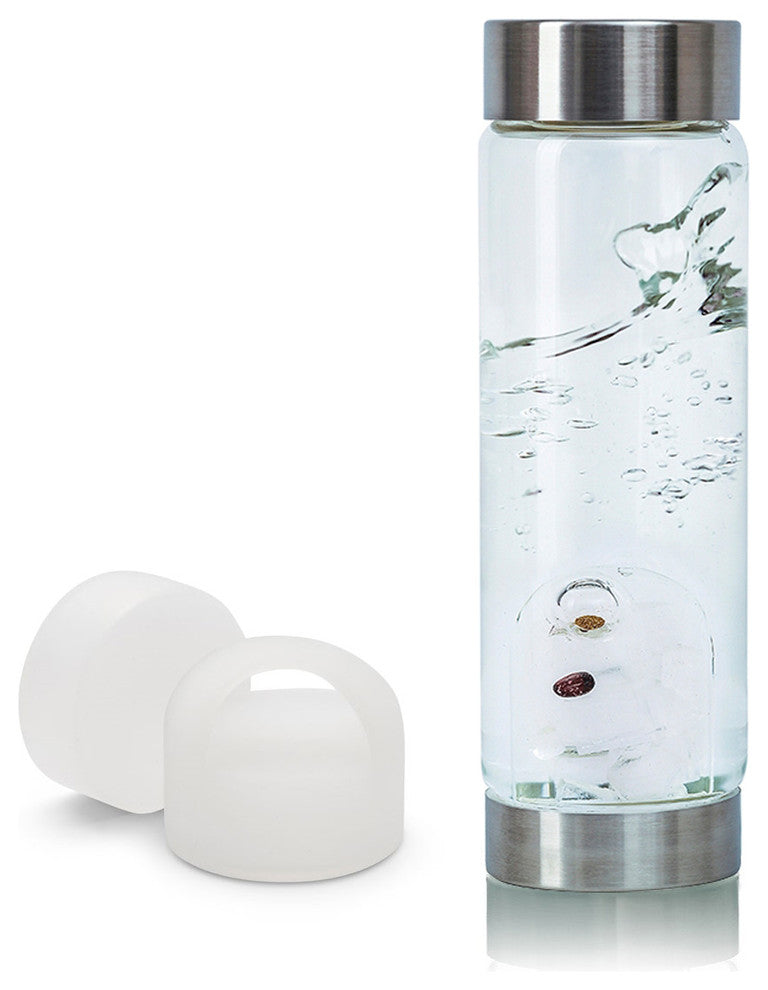 Water Bottle, VitaJuwel ViA Gemwater Bottle, White Loop Caps, Golden Moments
