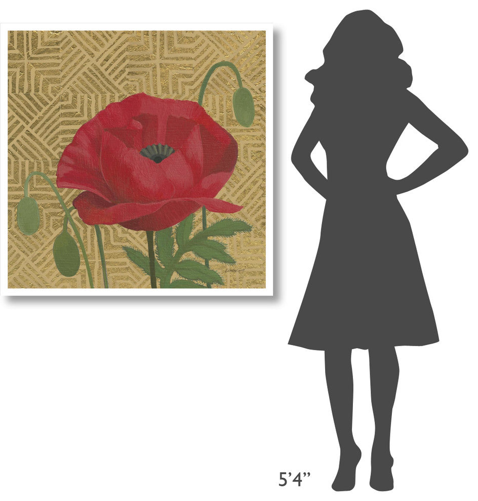 "Poppy with Pattern" Digital Paper Print by Kathrine Lovell, 38"x38"