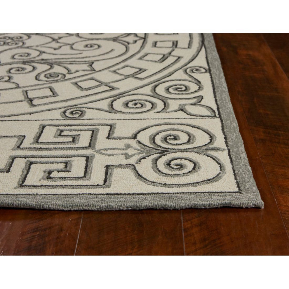 KAS Harbor 4246 Ivory/Gray Irongate Area Rug, 7'6"x9'6"