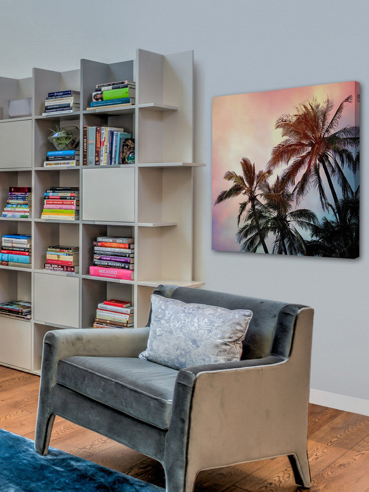 Marmont Hill, "Palms and Sunset" by Sylvia Cook Painting Wrapped Canvas, 24x24