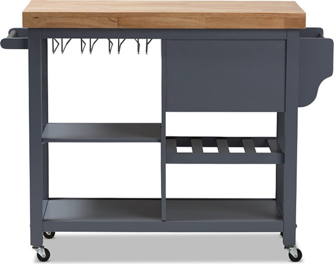 Sunderland Coastal, Farmhouse Gray Wood Kitchen Cart