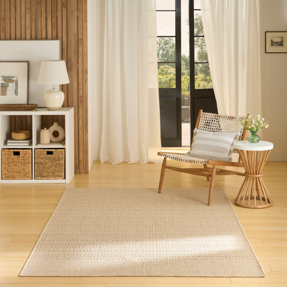 Nourison Tulum 5'3" x 7' Cream Outdoor Rug