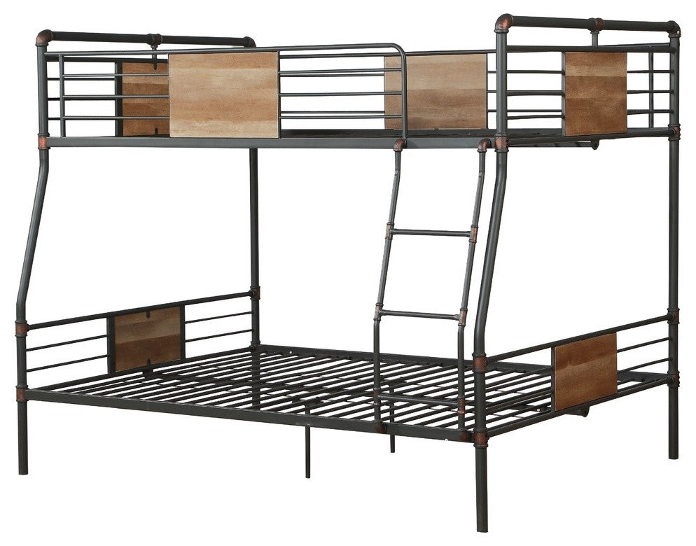 Brantley Metal Bunk Bed, Sandy Black and Silver, Full Bed Over Queen Bed