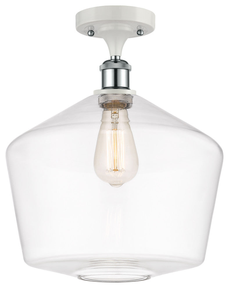 Innovations 516-1C-WPC-G652-12-LED 1-Light Semi-Flush Mount, White/Chrome