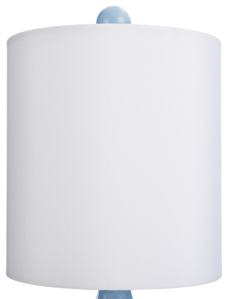 Ceramic Pebbled Table Lamp, Blue Finish, White Hardback Fabric Shade