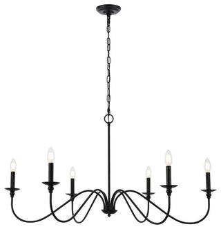 Transitional Brass And Black 6-Light Chandelier