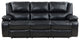 Faux Leather Manual Motion Reclining Sofa With Pillow Top Armrests, Black