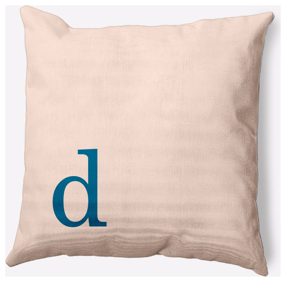 20" x 20" Modern Monogram Indoor/Outdoor Polyester Throw Pillow, Autumn Blue