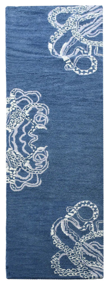 HAND TUFTED WOOL ECO-FRIENDLY AREA RUGS - Blue&Beige, Contemporary Design
