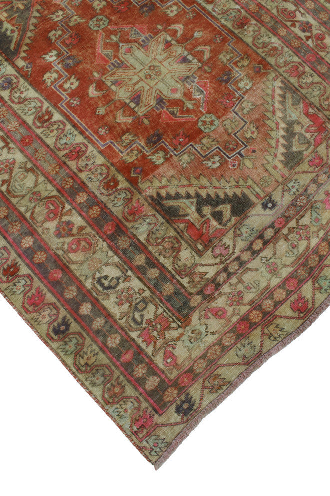 Vintage Distressed Odell Rust/Light Brown Runner, 4'5x10'6