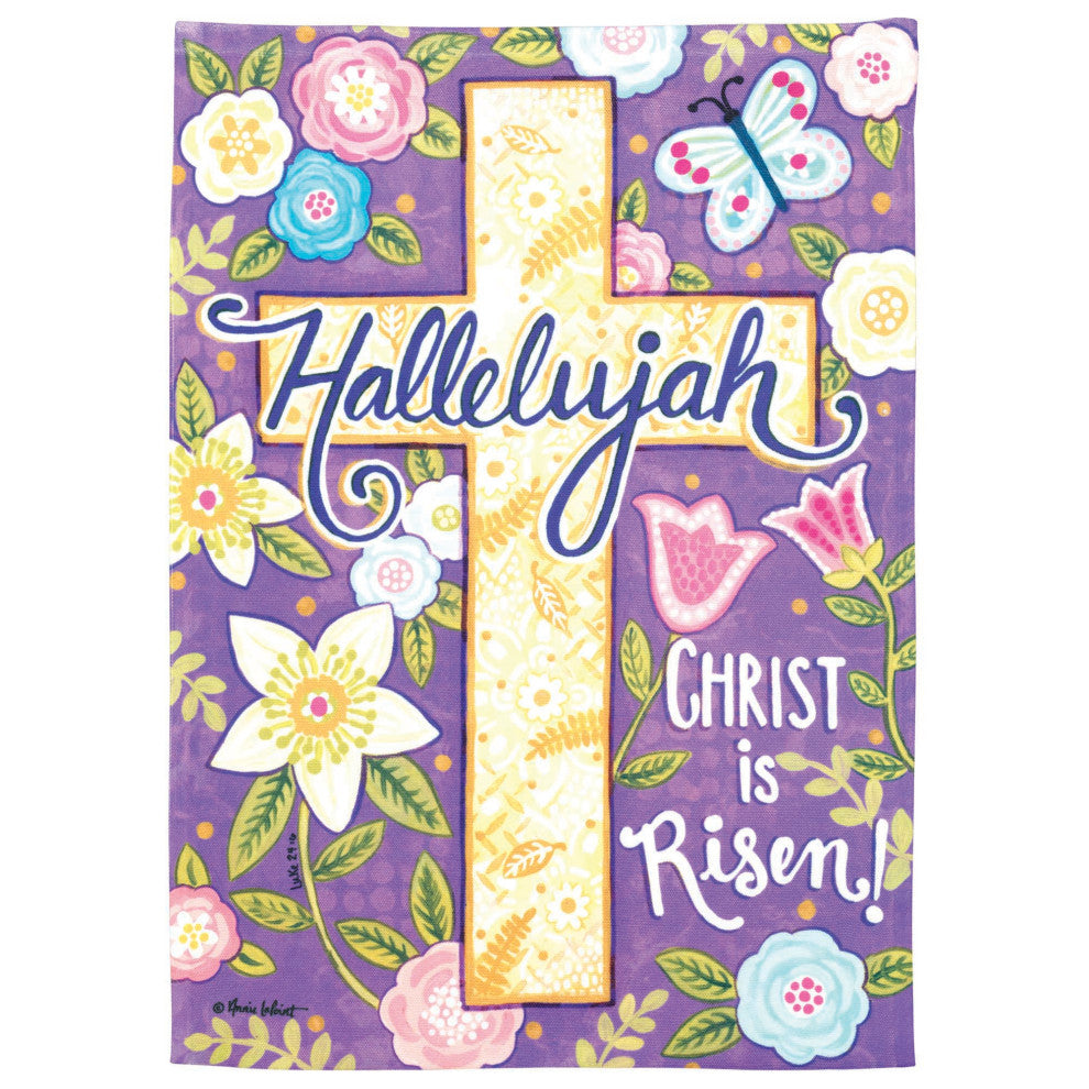 Flag Cross Christ Is Risen 13x18