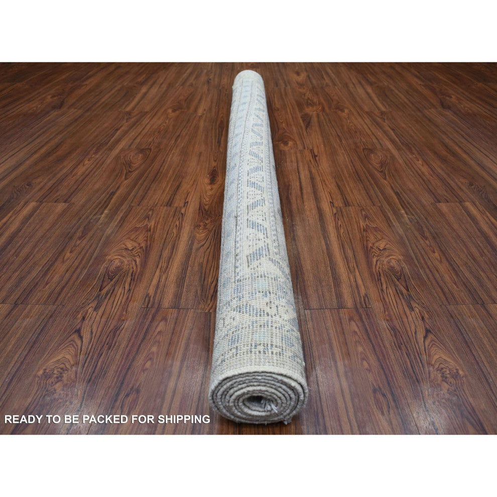 Gray, Anatolian Design, Supple Wool Hand Knotted Oriental Rug, 6'2"x8'7"