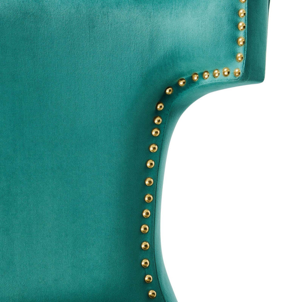 Dining Chair, Nailhead, Set of 2, Teal Blue, Velvet, Modern, Bistro Hospitality