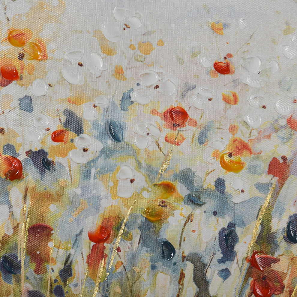 Wildflowers Abstract Floral Canvas Wall Art Natural Wood Frame