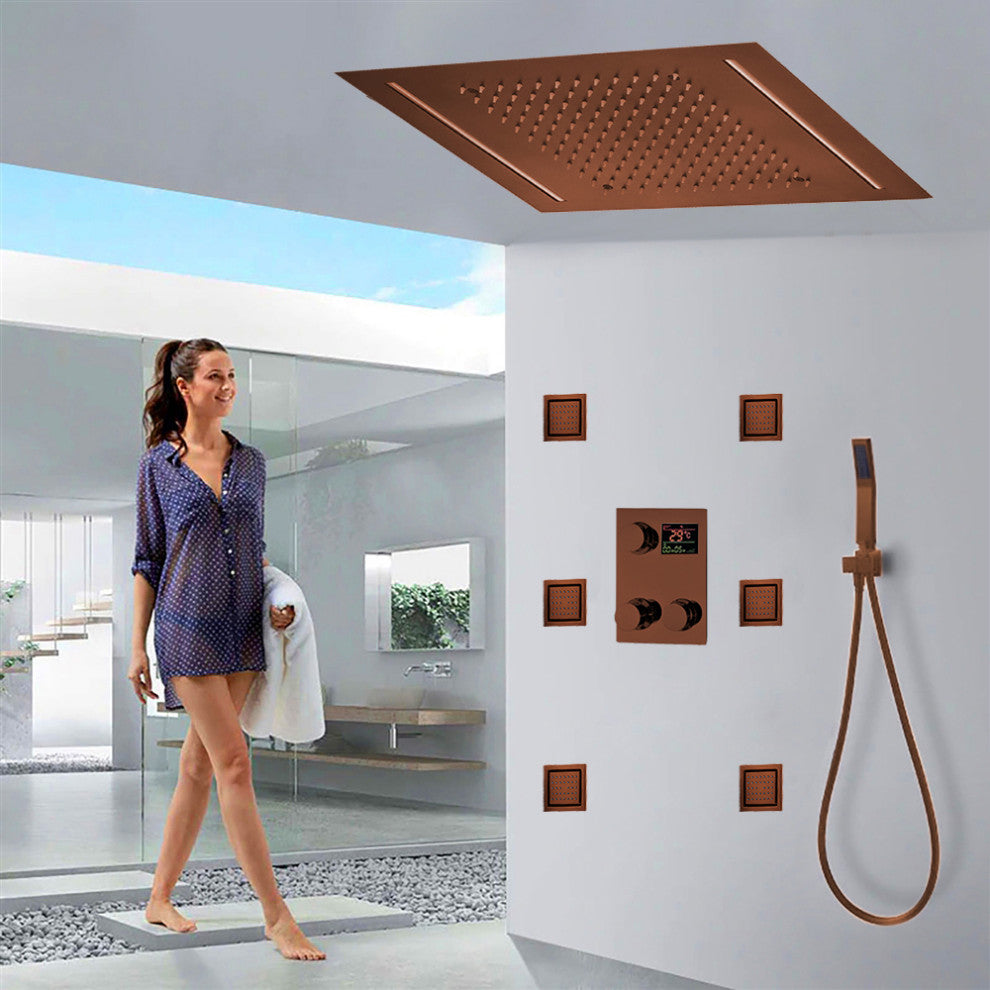 Lima Multi Color Water Powered Led Shower with Adjustable Body Jets and Digital