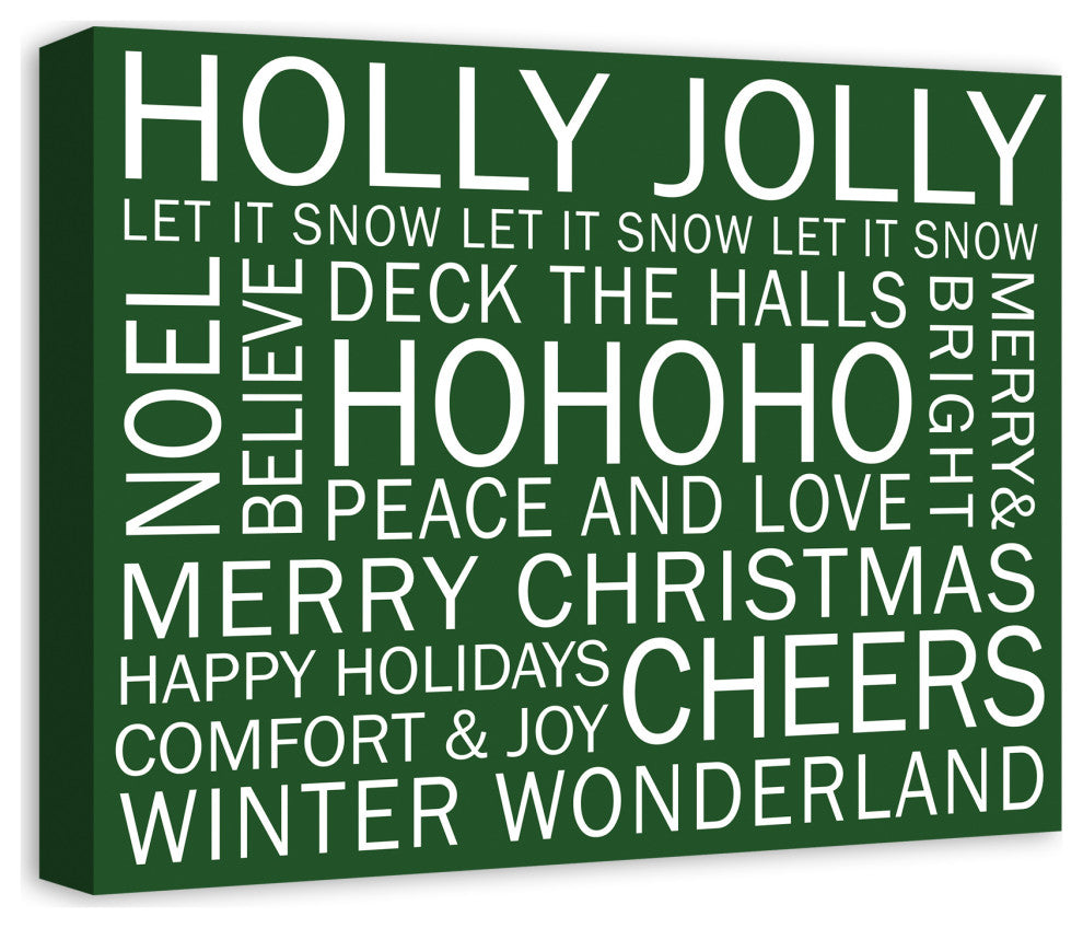 Christmas Sayings Green 2 16x20 Canvas Wall Art