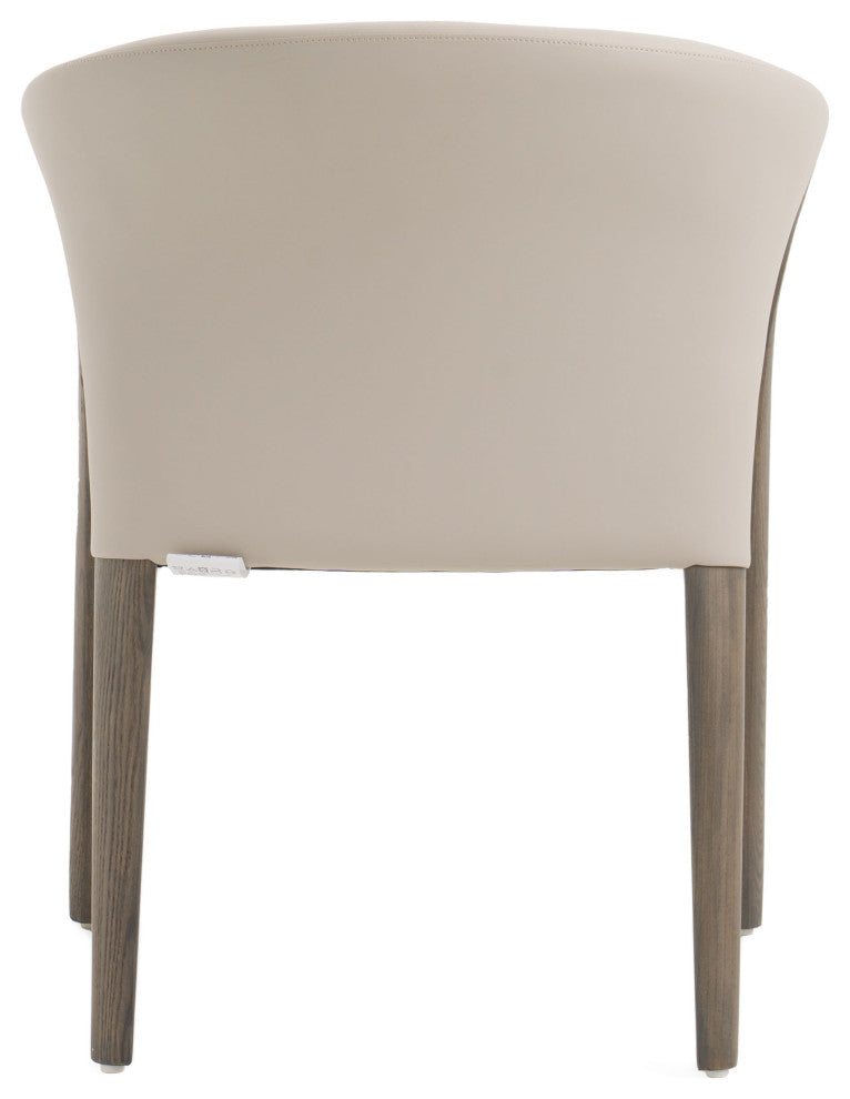 Modrest Wynetta Mid-Century Grey Vegan Leather + Grey Ash Dining Chair