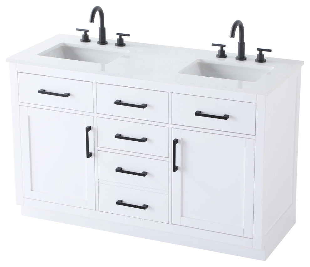 Home Living 54" Double Bathroom Vanity, White