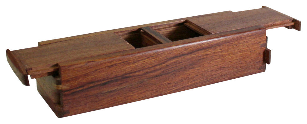 Chinese Huali Rosewood 2 Drawers Narrow Rectangular Storage Box Accent Hws412