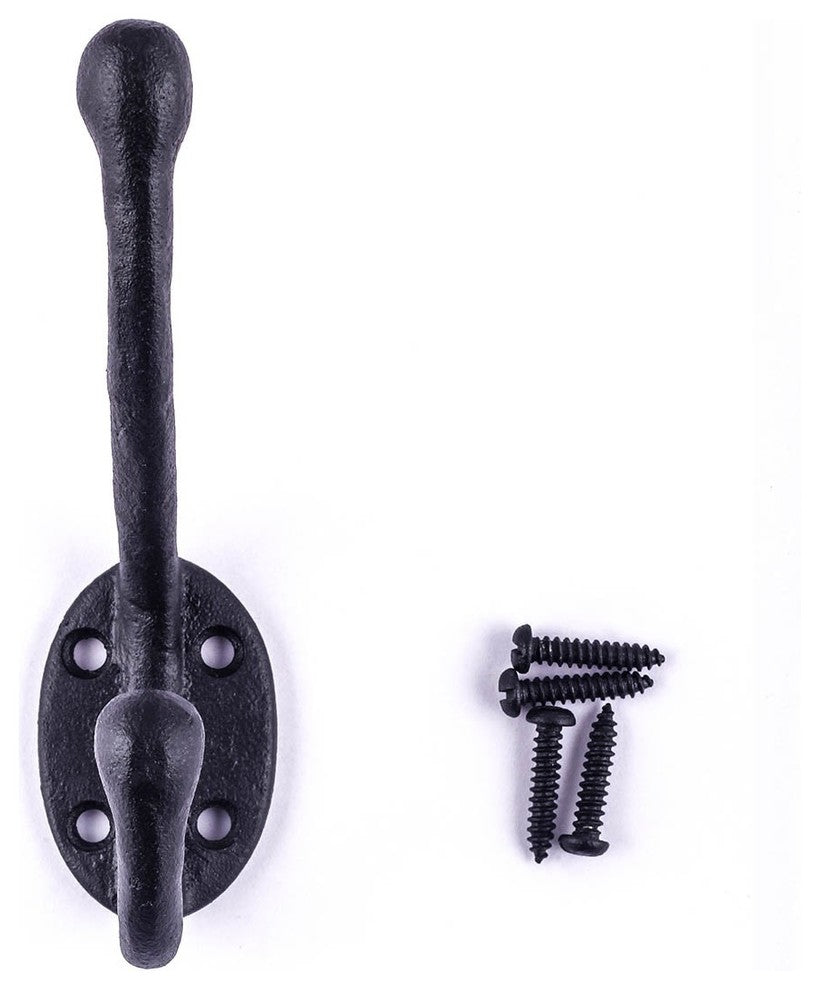 Wrought Iron Double Hook Black for Coats Towels Robes |