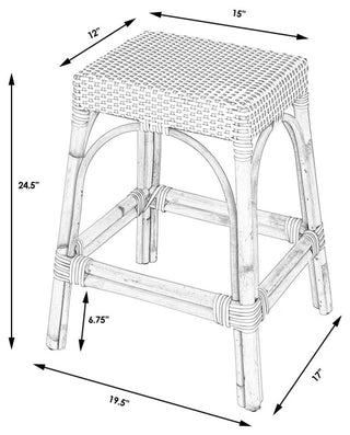 Robias White Rattan 24.5"  Counter Stool, 5513304