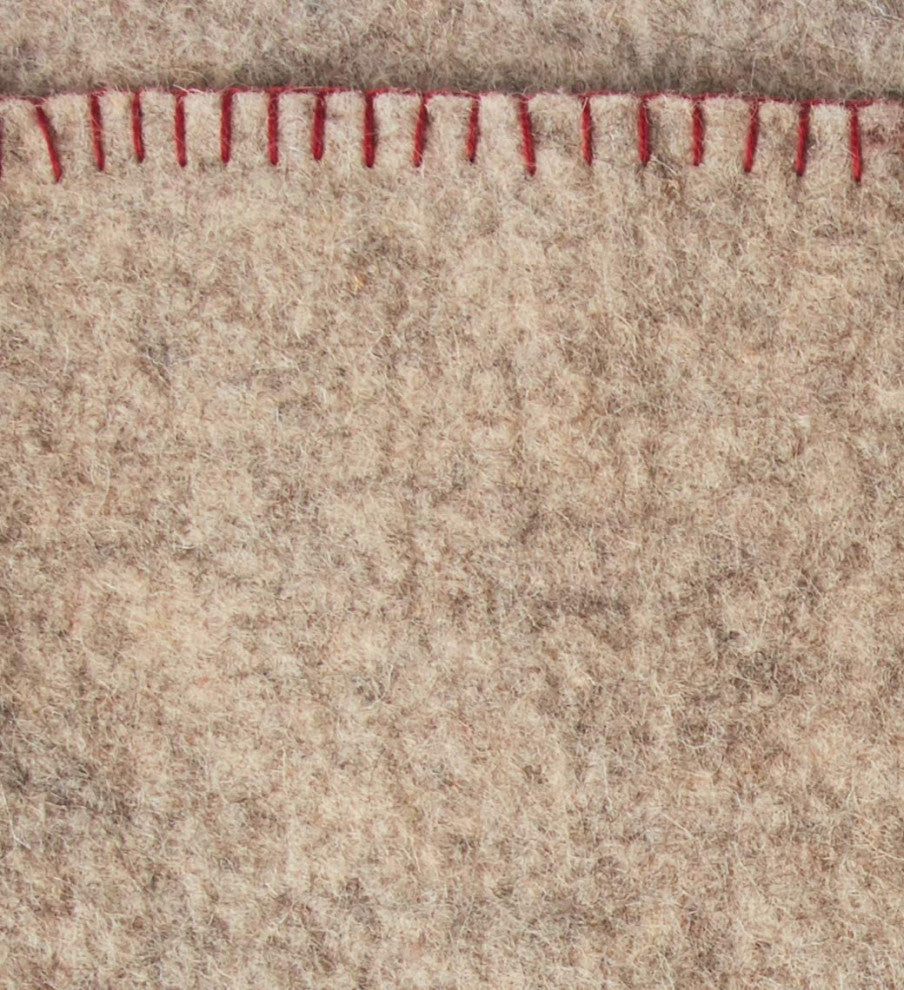 Handmade Gray Hand Felted Wool Table Runner with Reindeer and Sleigh, 16x44