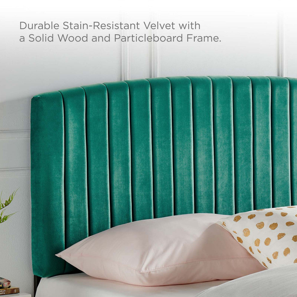 Platform Bed Frame, King Size, Teal Blue, Velvet, Modern, Bedroom Guest Suite