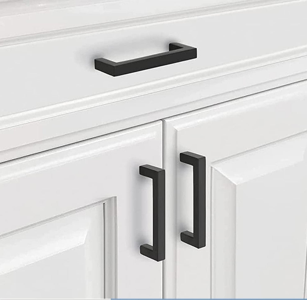 Mascot Hardware 3'' CTC Matte Black Square Cabinet Pulls - Pack of 10