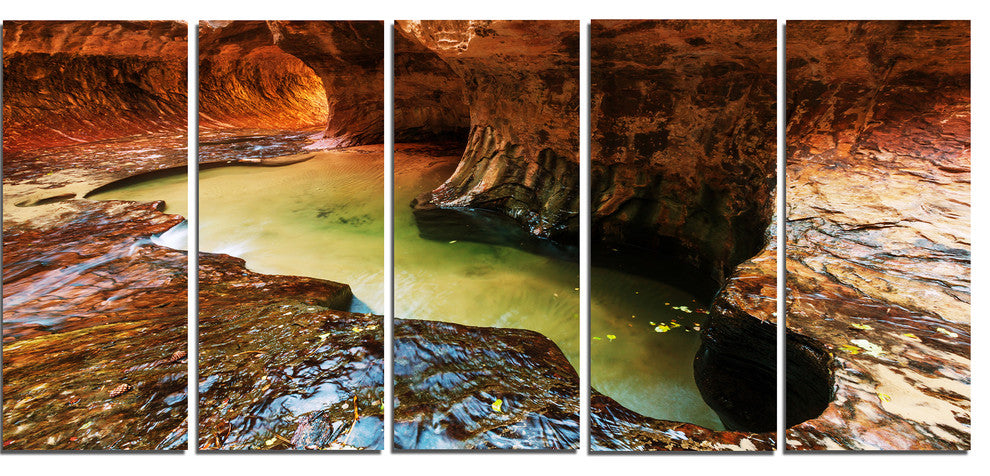 Narrows in Zion National Park Utah, Landscape Canvas Print, 60"x28", 5 Panels