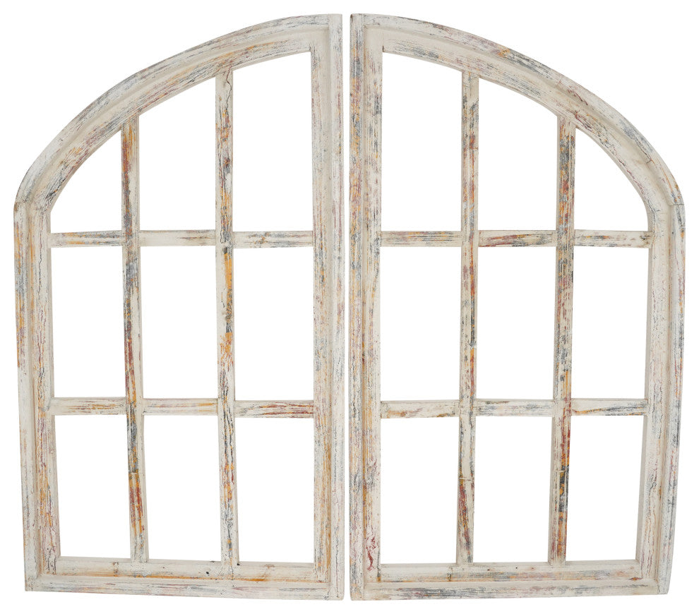 Spring Hill Architectural Arched Wooden Windows-Shabby White, White
