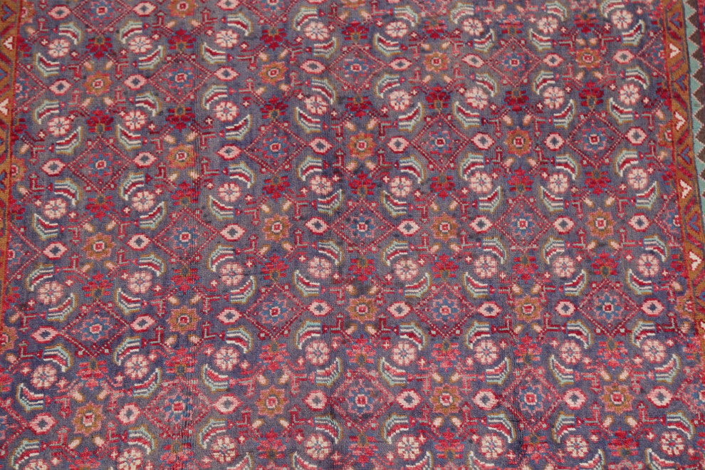 Consigned, Faded Traditional Persian Handmade Vintage-Style Area Rug, Blue, 5x9