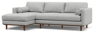 Morrison Mid Century Left Sectional Wide Sofa Tightly Woven Performance Fabric, Mist Grey